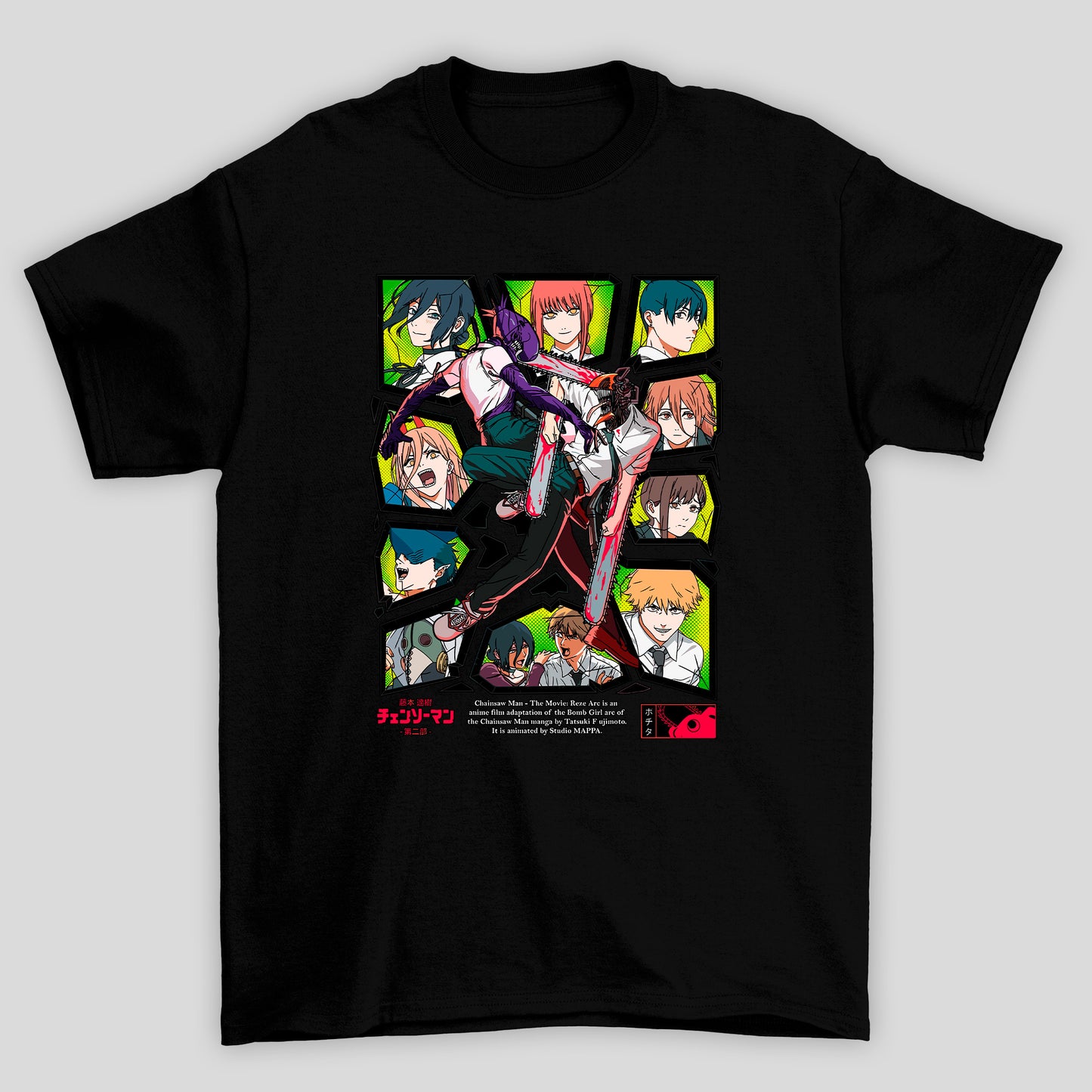 Camiseta Básica Unissex Chainsaw Man Bomba Denji Personagens