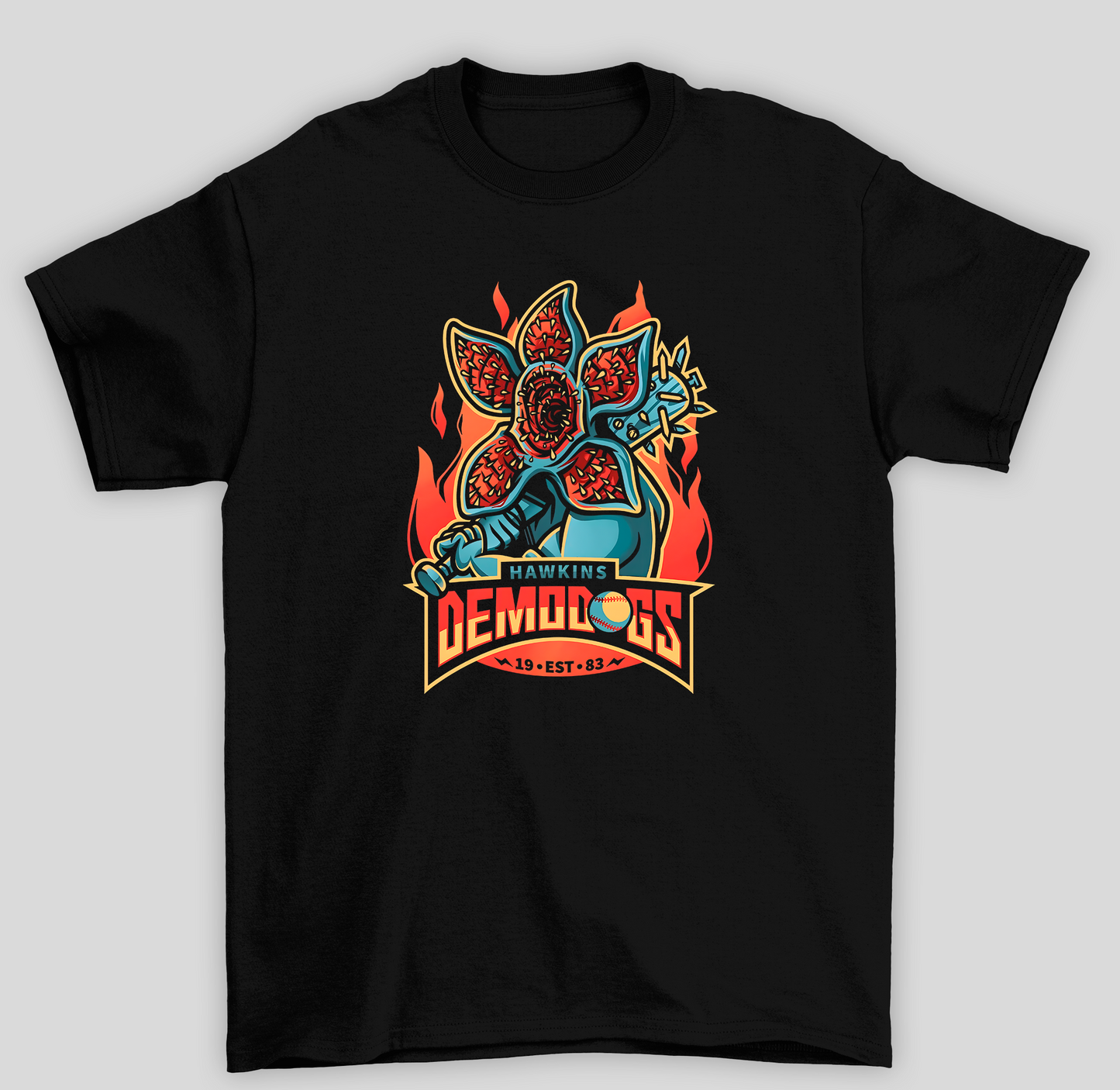 Camiseta Básica Unissex Stranger Things Hawkins Demodogs