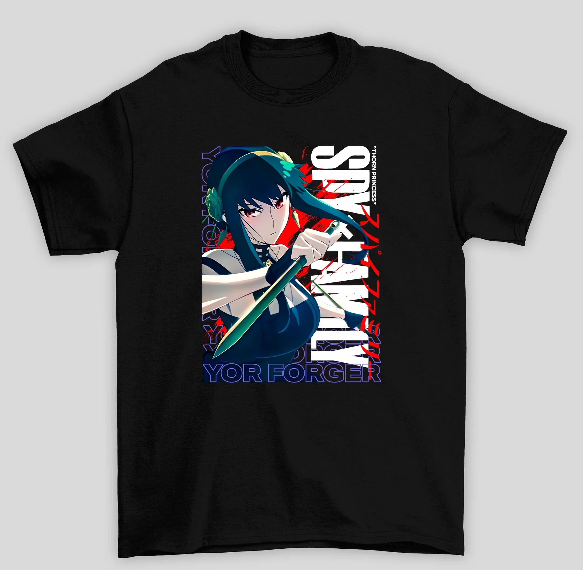 Camiseta Básica Unissex Spy x Family Yor Forger Thorn Princes- preto