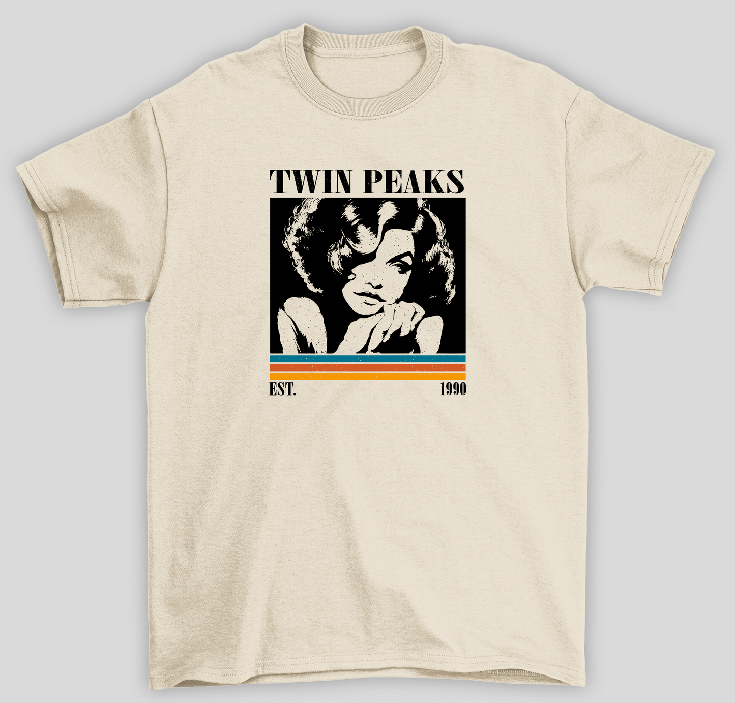 Camiseta Básica Unissex Twin Peaks Est 1990- pérola