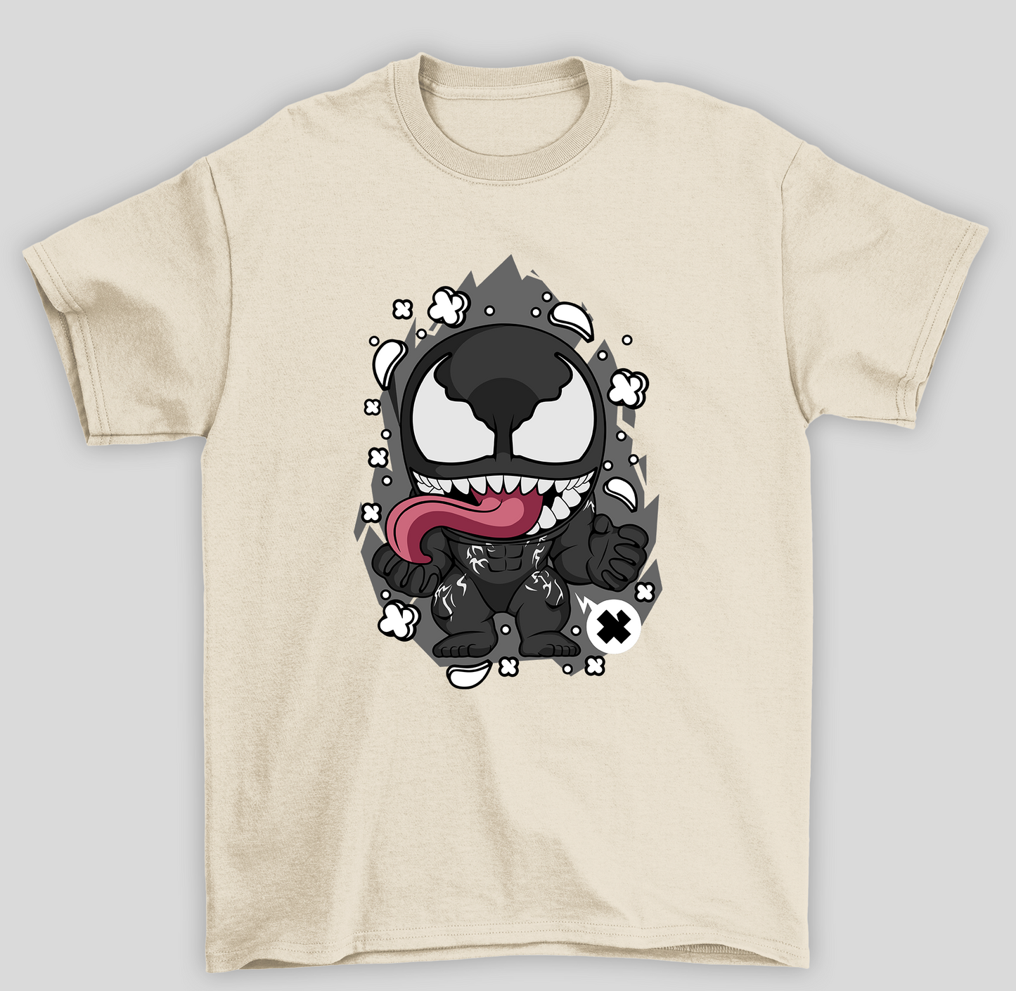Camiseta Básica Unissex Venom Chibi Fofo- pérola