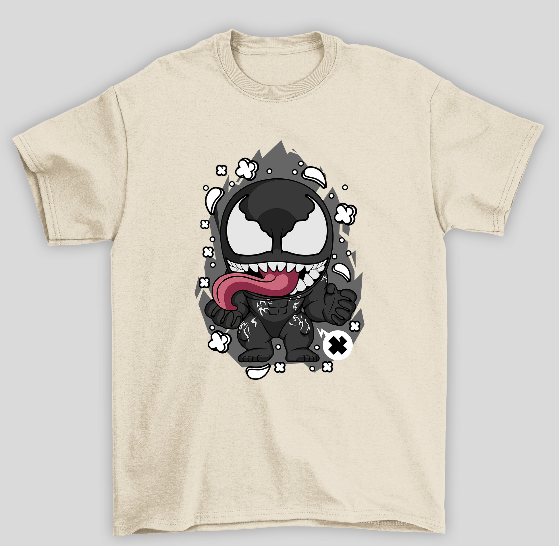Camiseta Básica Unissex Venom Chibi Fofo- pérola