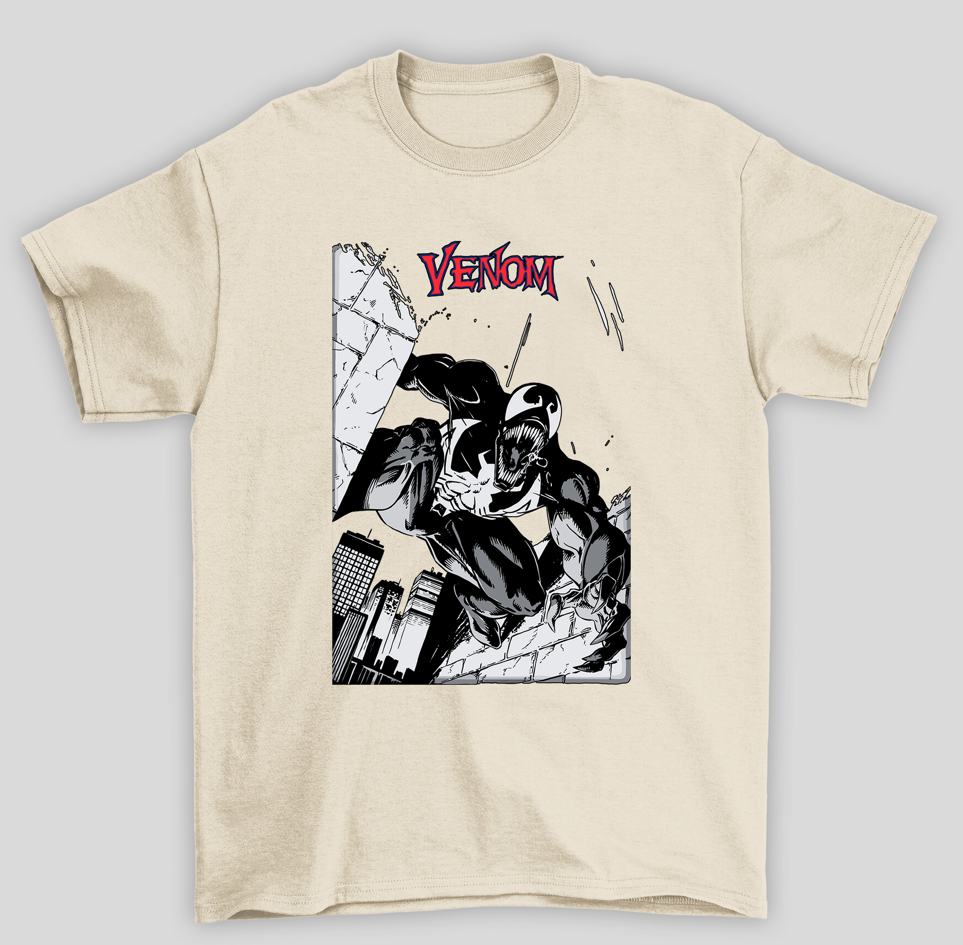 Camiseta Básica Unissex Venom HQ Cidade- pérola