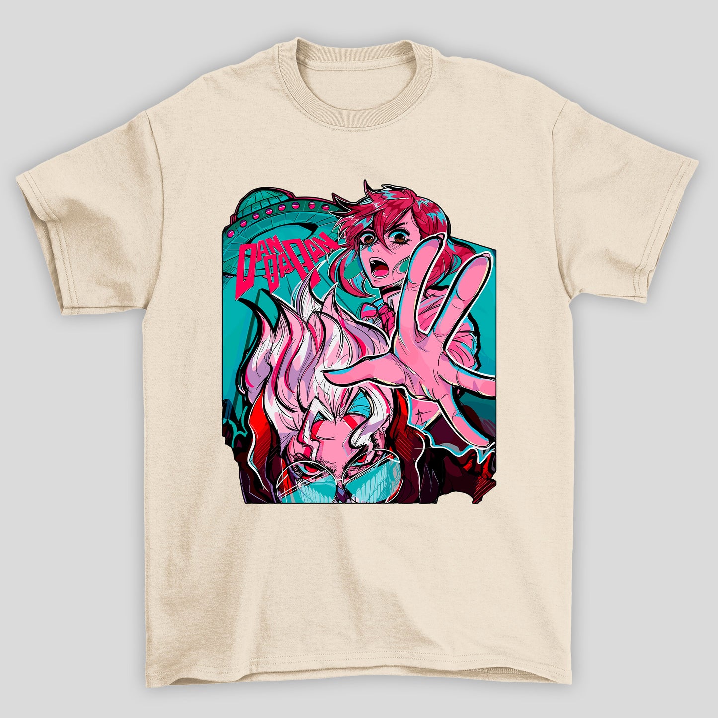 Camiseta Básica Unissex Dandadan Momo Ayase Okarun Nave
