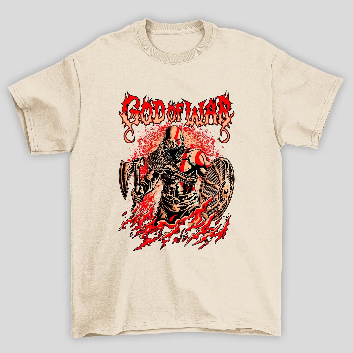 Camiseta Básica Unissex Kratos Leviathan e Escudo God Of War