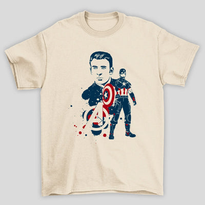 Camiseta Básica Unissex Pintura Silhueta Capitao America