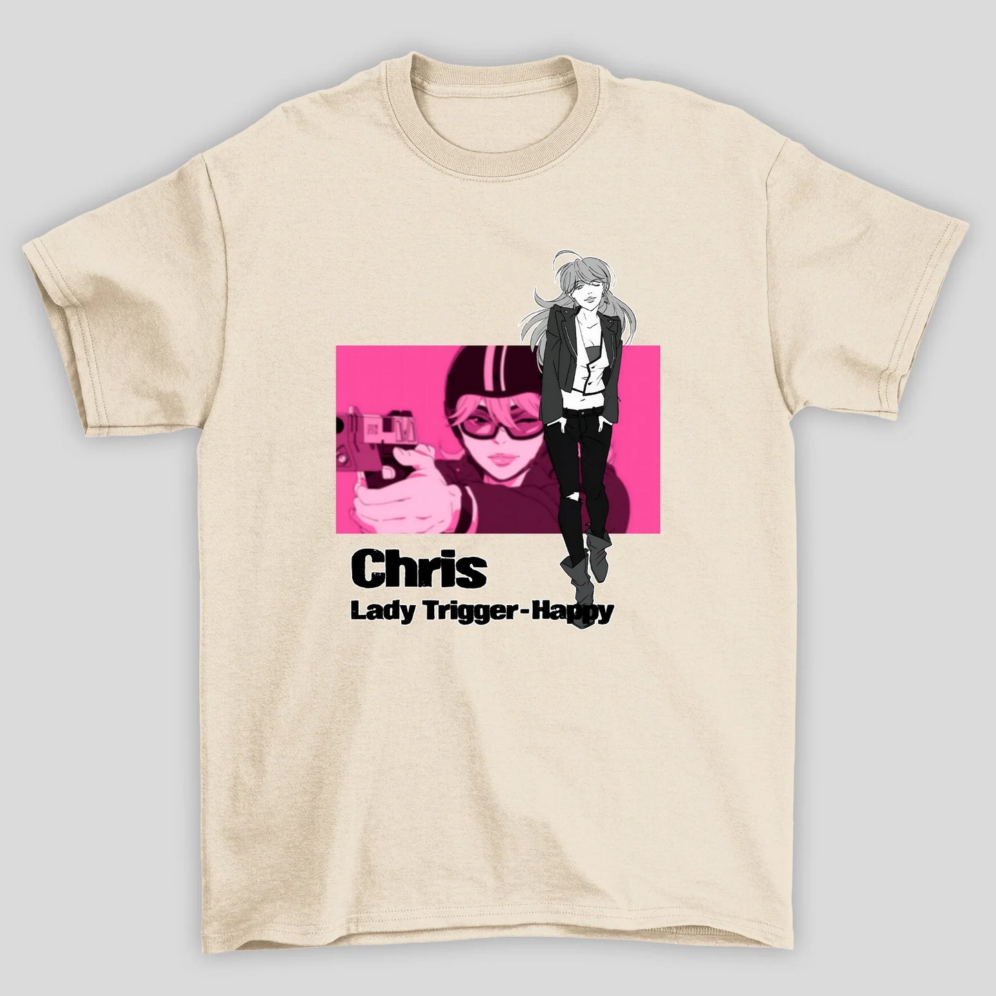 Camiseta Básica Unissex Chris Lady Trigger-Happy Lazarus