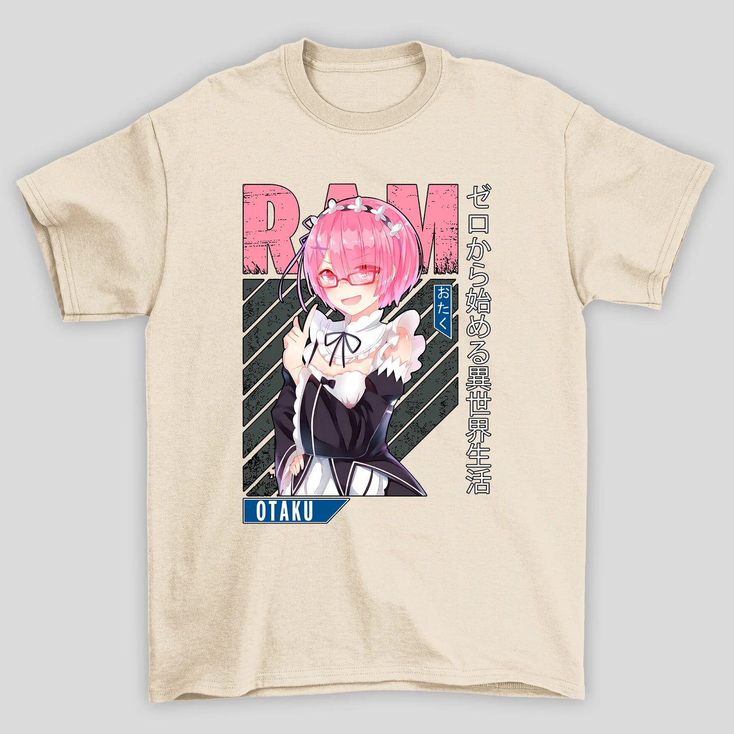 Camiseta Básica Unissex Ram Oculos Kanji Otaku Re Zero