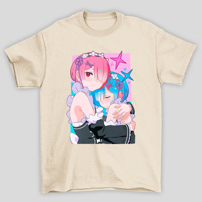 Camiseta Básica Unissex Rem E Ram Abraço Re Zero