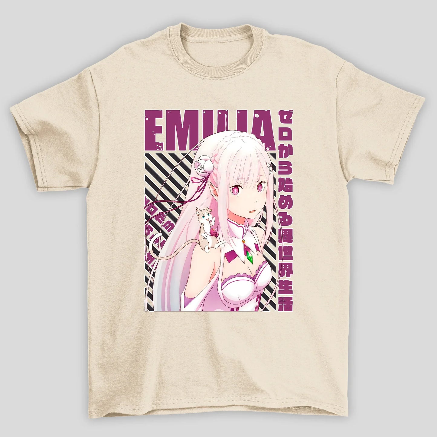 Camiseta Básica Unissex Emilia Kanji Re Zero
