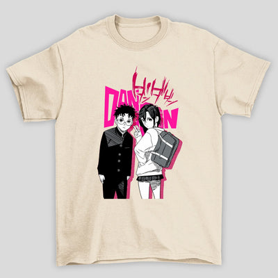 Camiseta Básica Unissex Okarun e Momo Ayase Manga Dandadan
