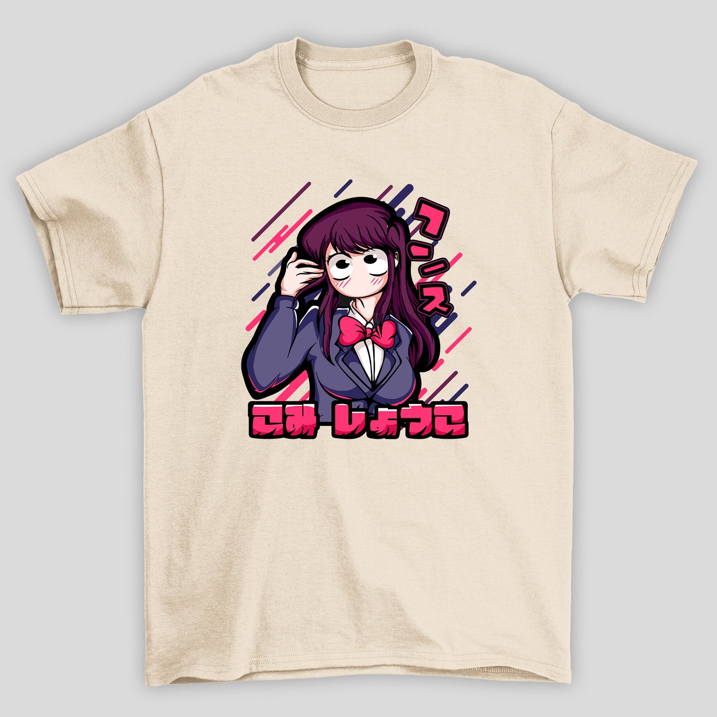 Camiseta Básico Unissex Komi Kanji Kawaii Komi Cants Communicate