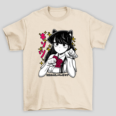 Camiseta Básica Unissex Neko Komi Kanji Komi Cants Communicate