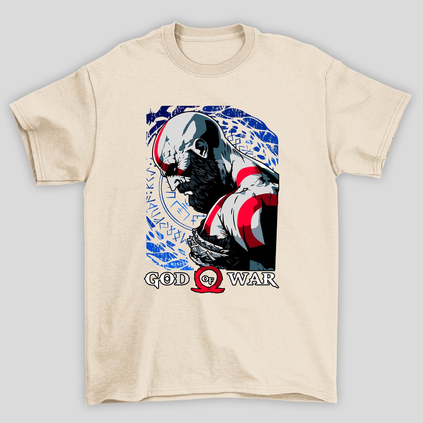 Camiseta Básica Unissex Kratos Perfil Runas God Of War