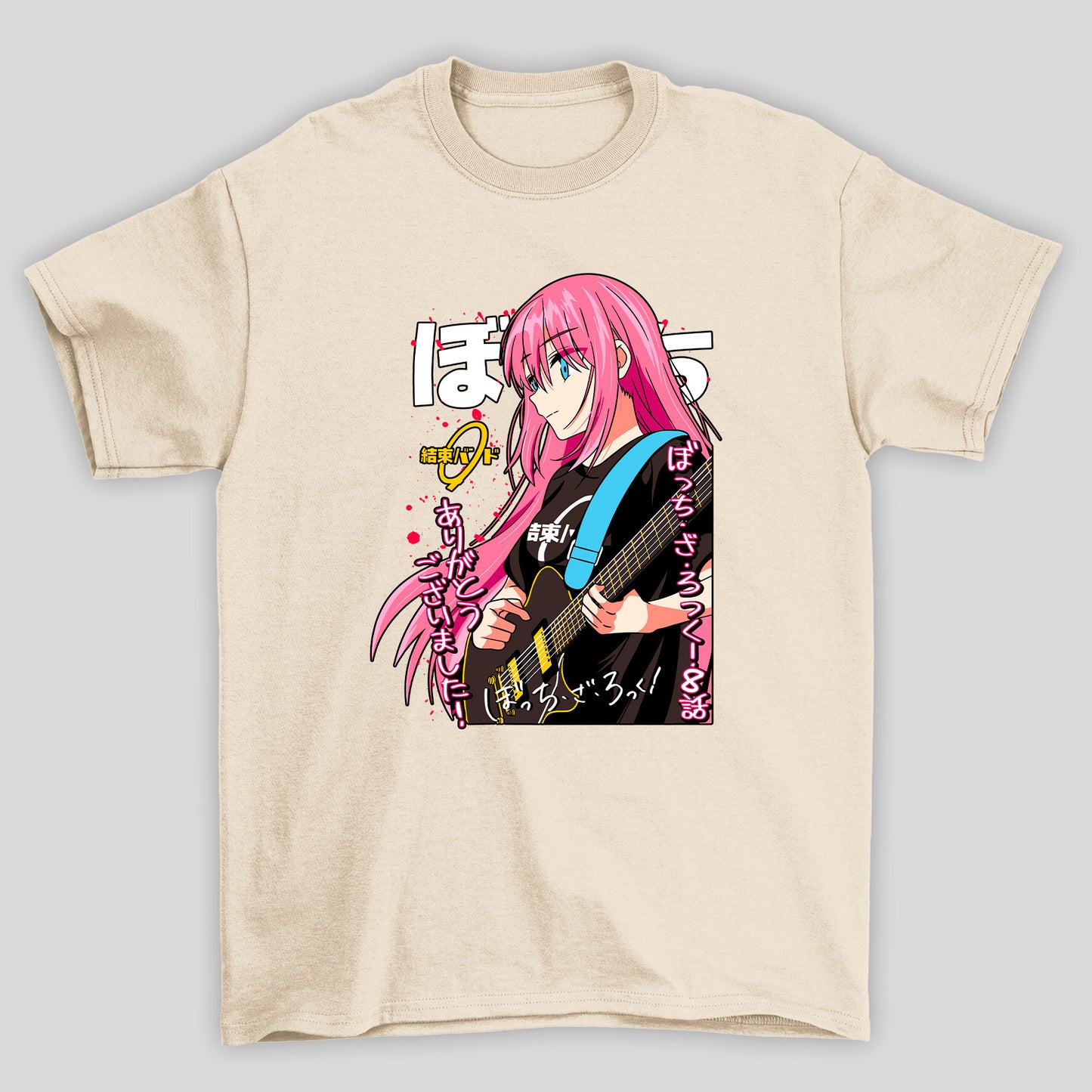 Camiseta Básica Unissex Gotou Guitarra Kanji Bocchi The Rock