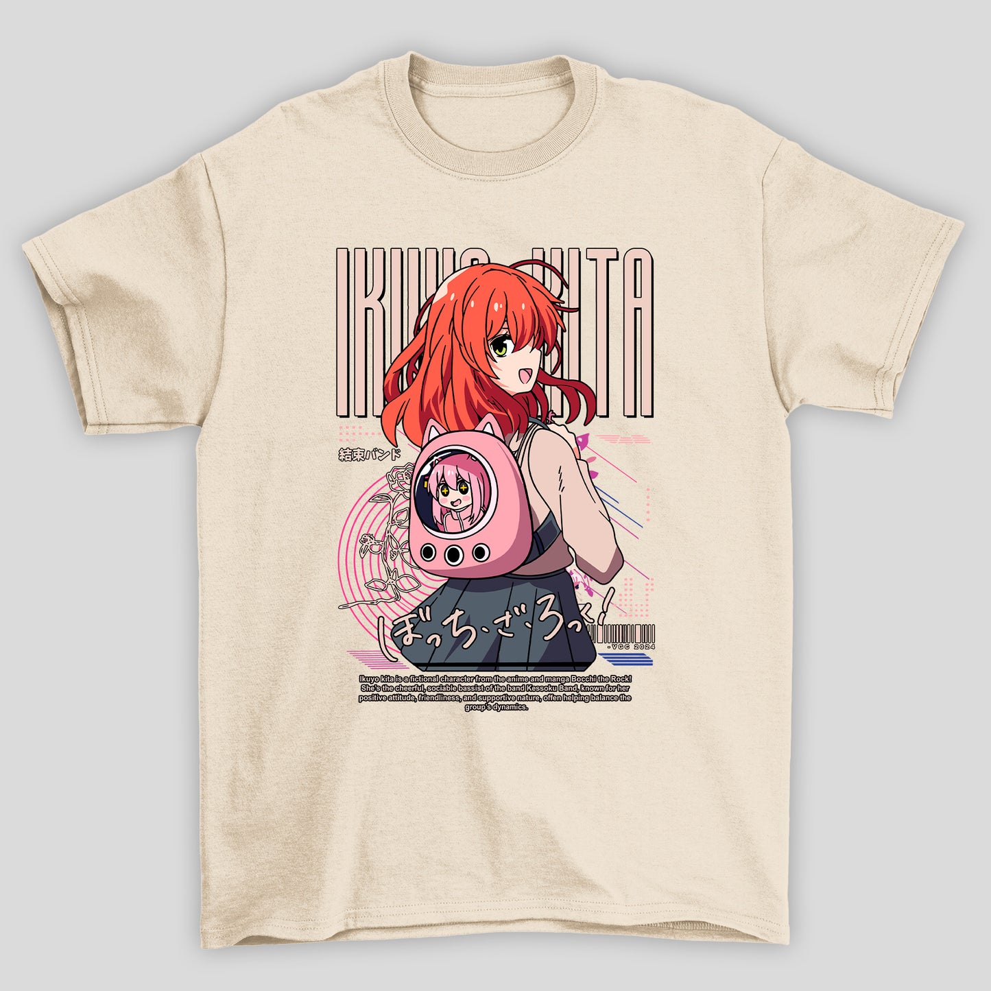 Camiseta Básica Unissex Kita Ikuyo Mochila Gato Bocchi The Rock