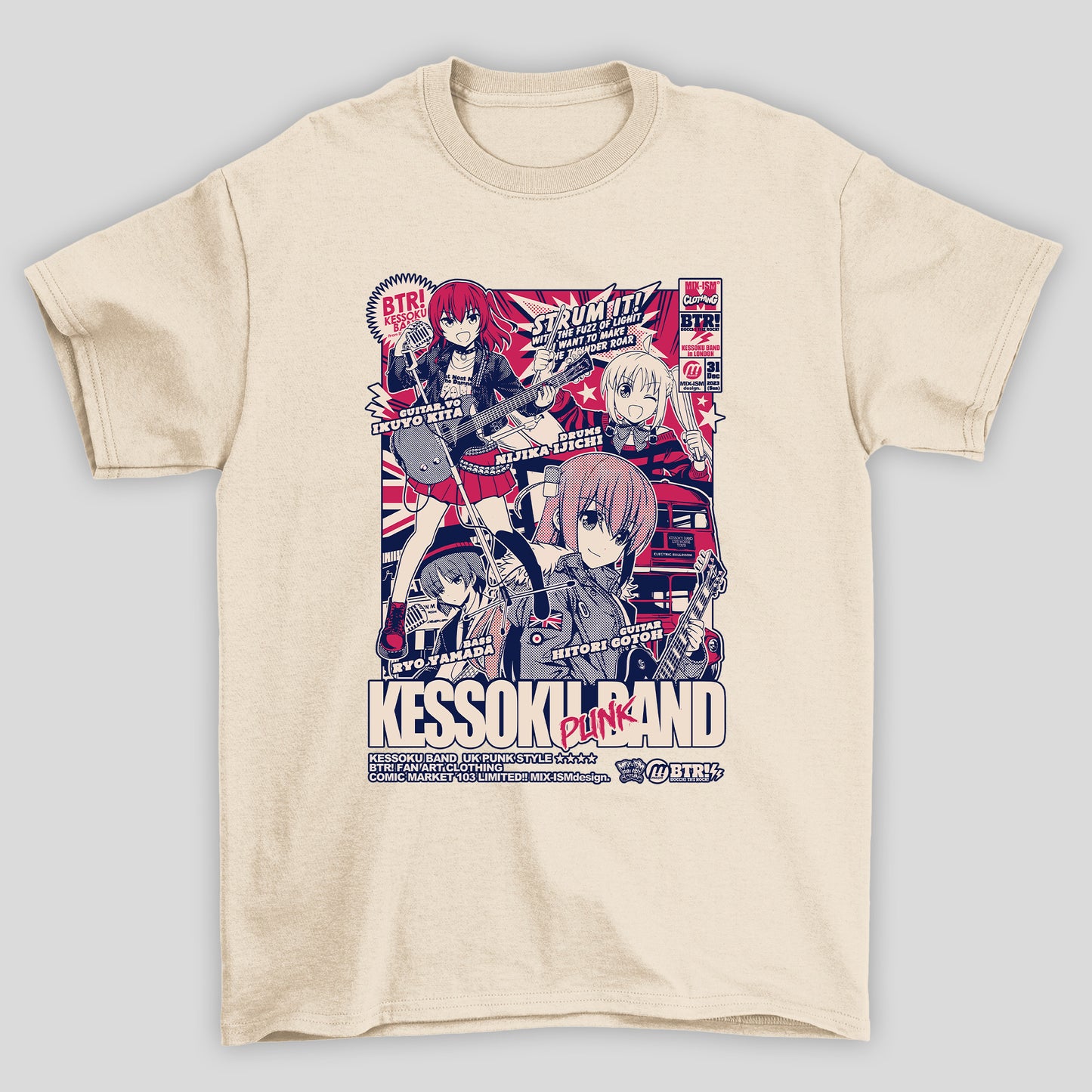 Camiseta Básica Unissex Kessoku Band Punk Poster Show Bocchi The Rock