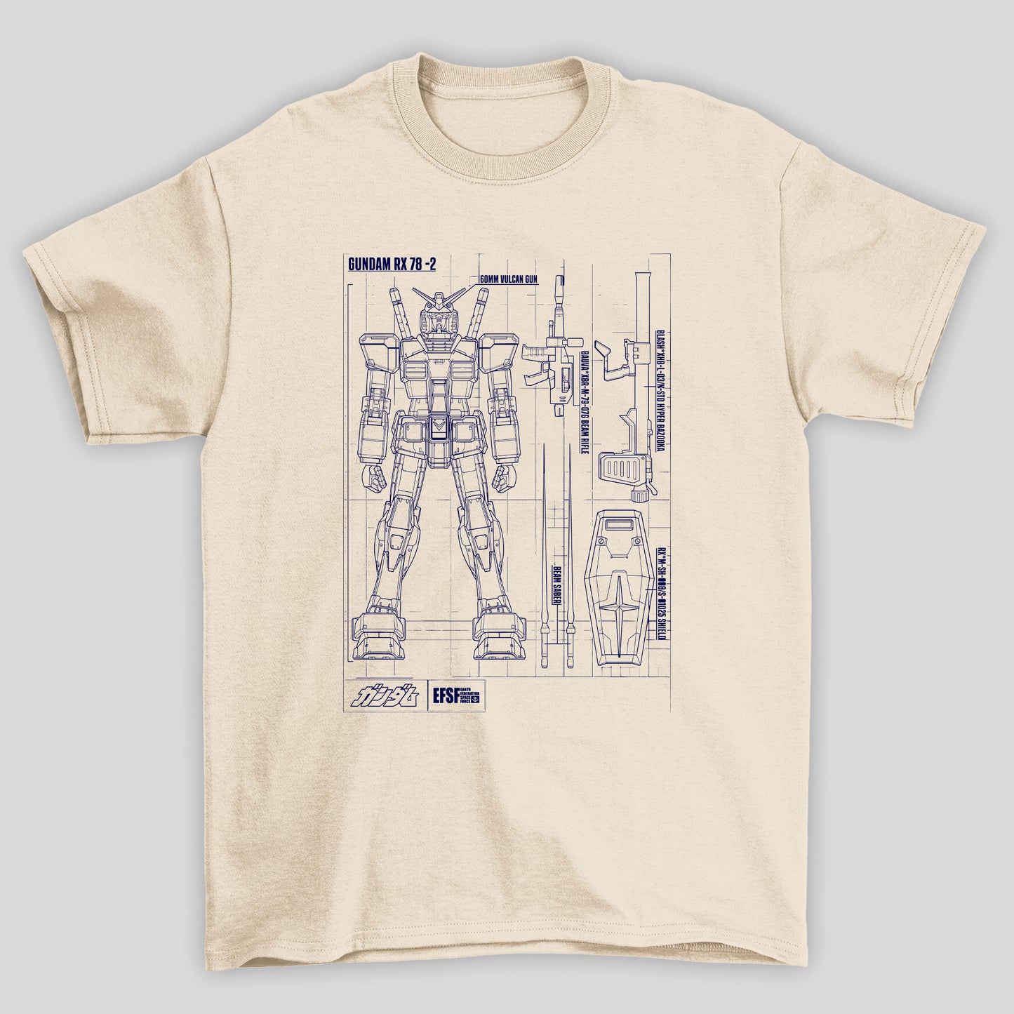 Camiseta Básica Unissex Gundam Blueprint