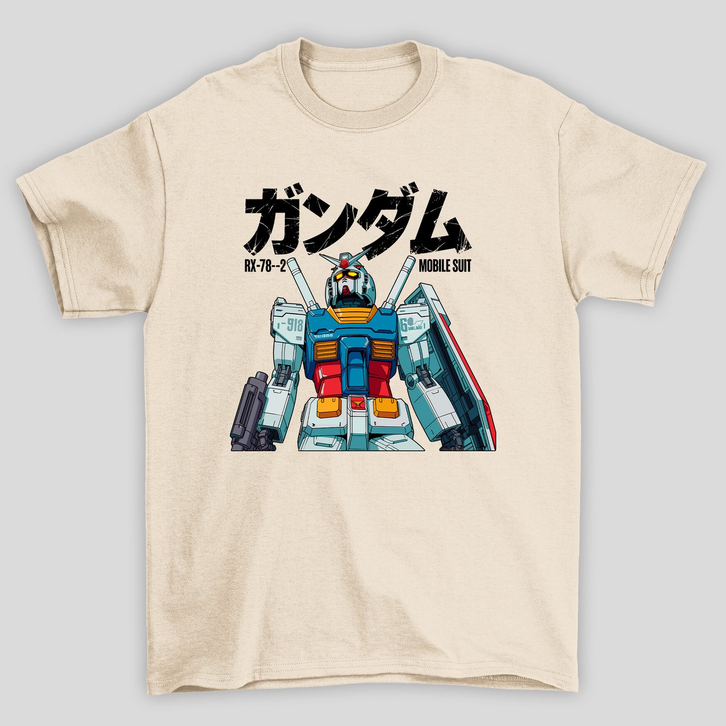 Camiseta Básica Unissex Gundam Kanji RX-78 Graphic