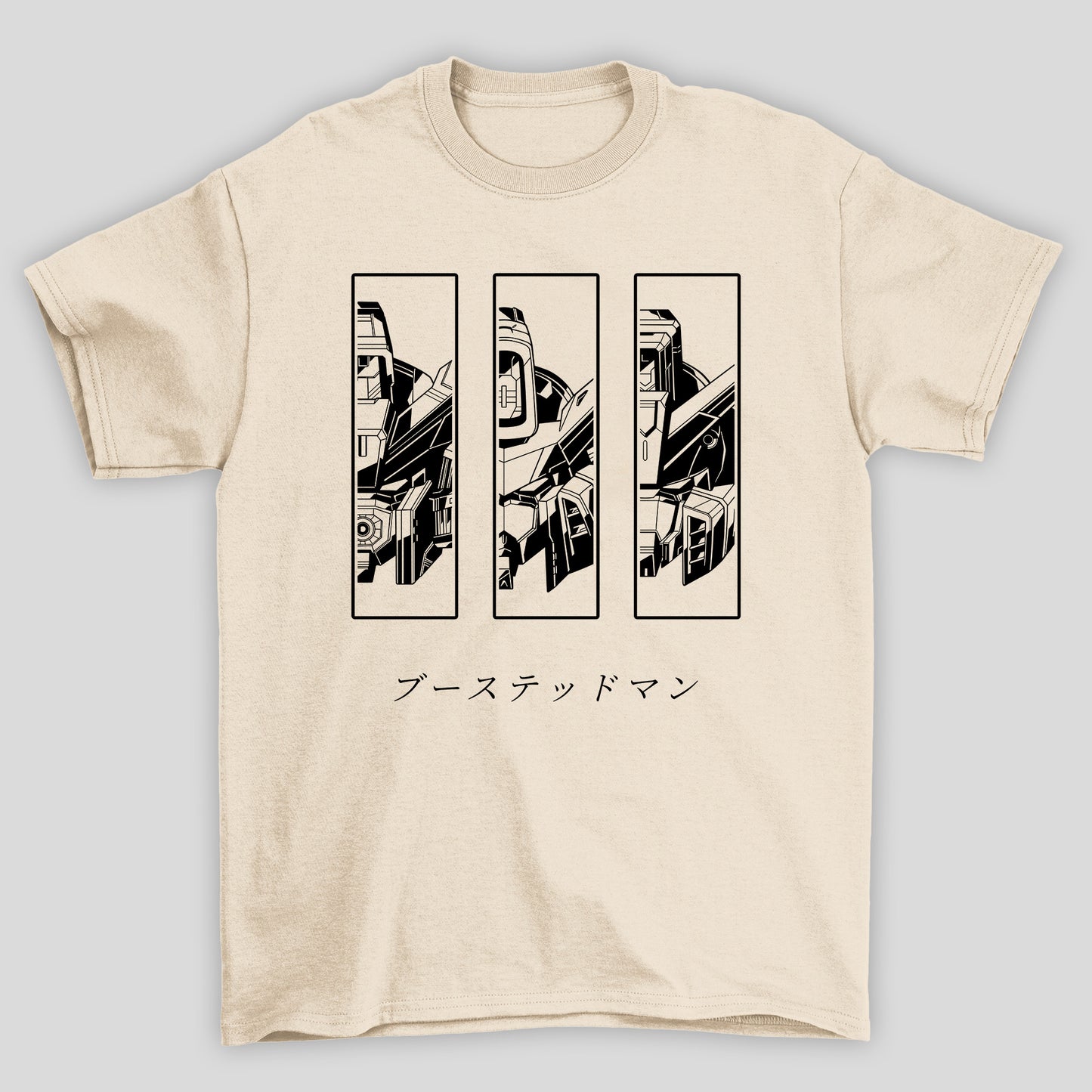 Camiseta Básica Unissex Gundam Capacetes Kanji