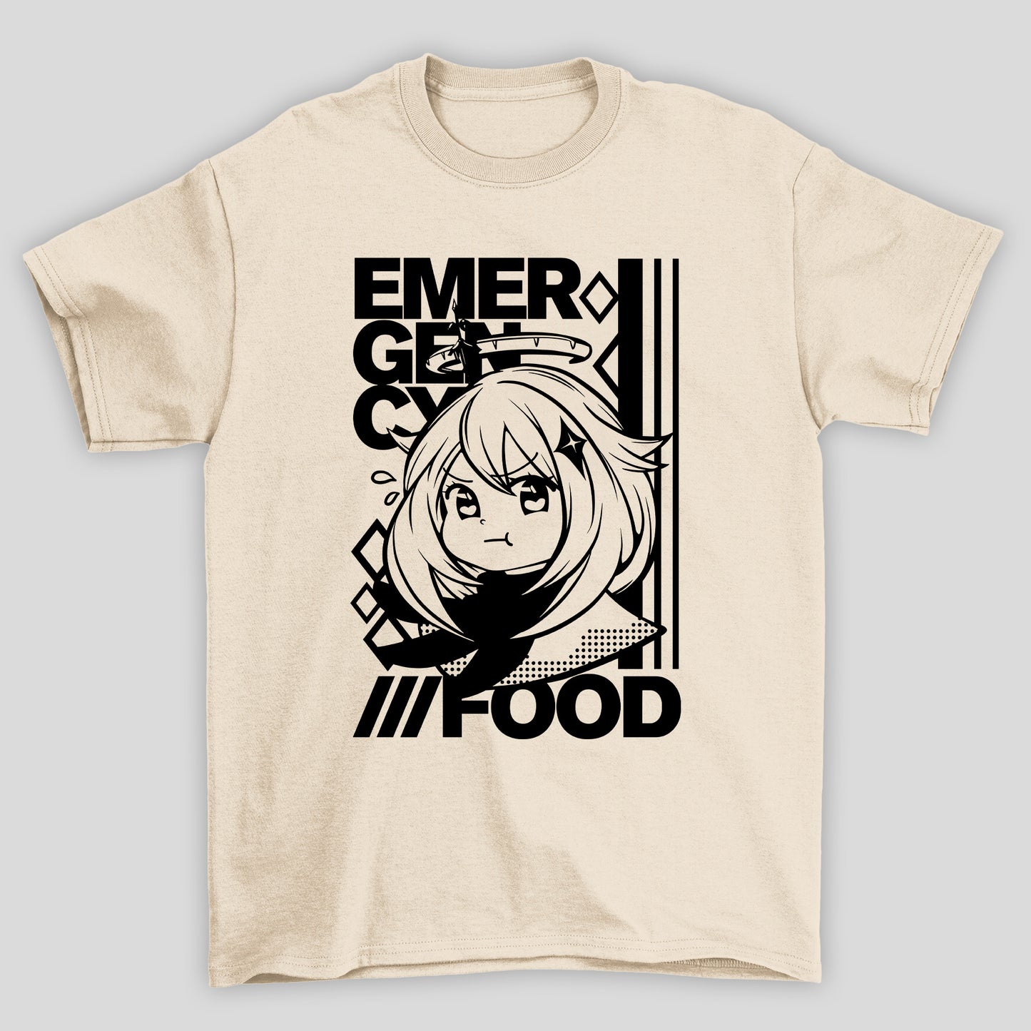 Camiseta Básica Unissex Paimon Emburrada Emergency Food Genshin