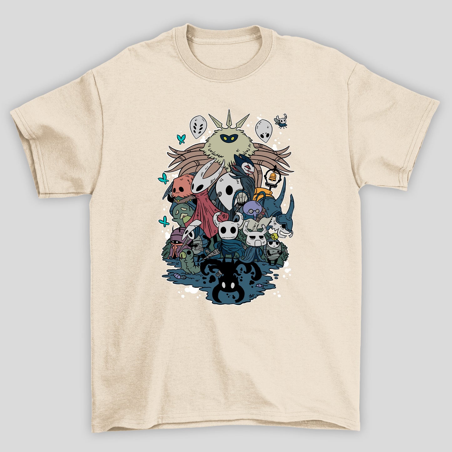 Camiseta Básica Unissex Hollow Knight Personagens Mascaras