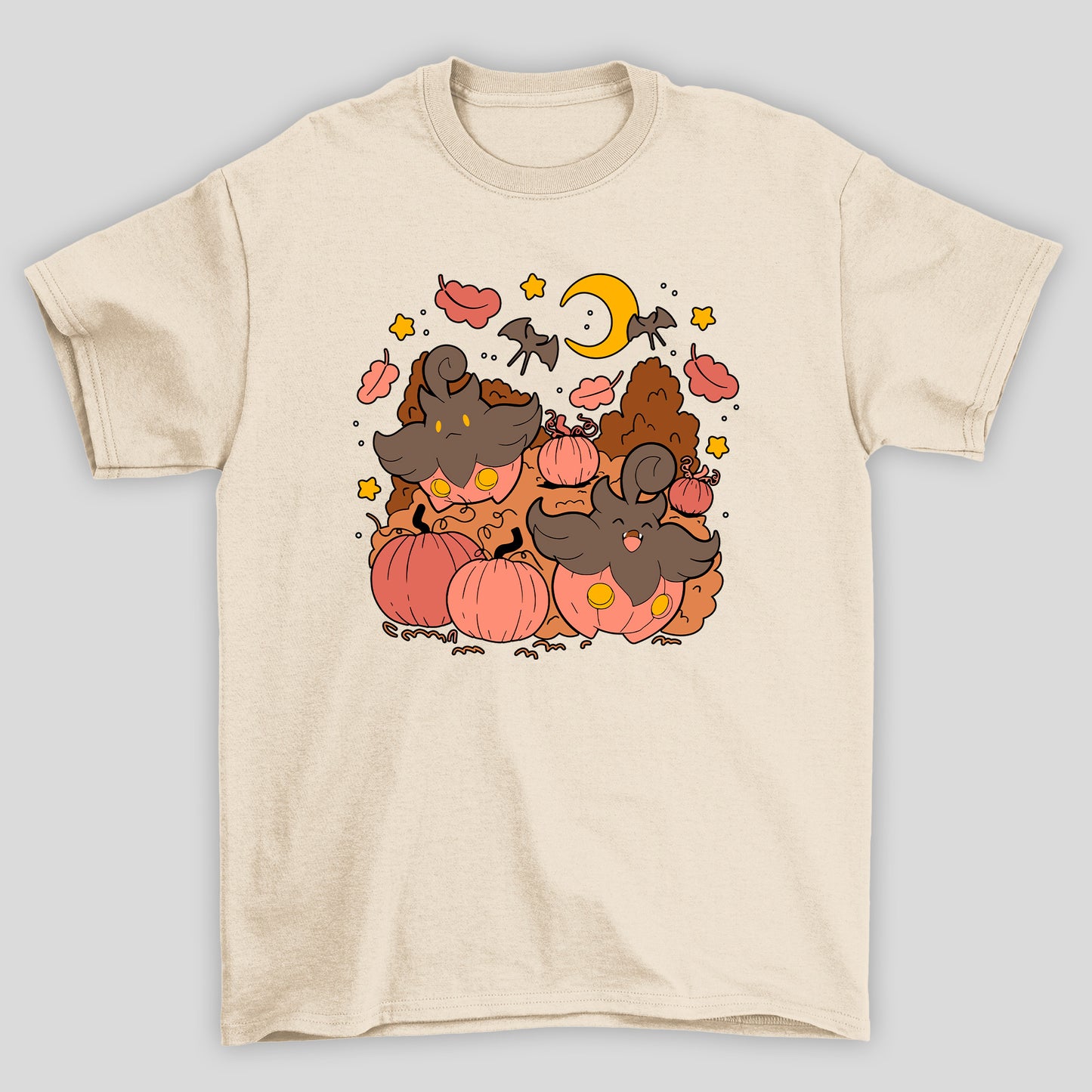 Camiseta Básica Unissex Pumpkboo Lua Pokemon Halloween