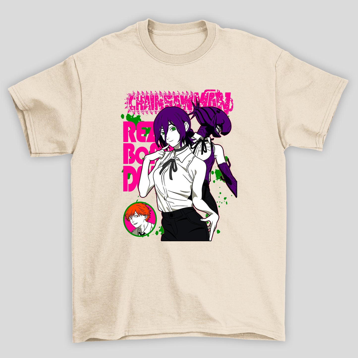 Camiseta Básica Unissex Chainsaw Man Reze Bomba Logo