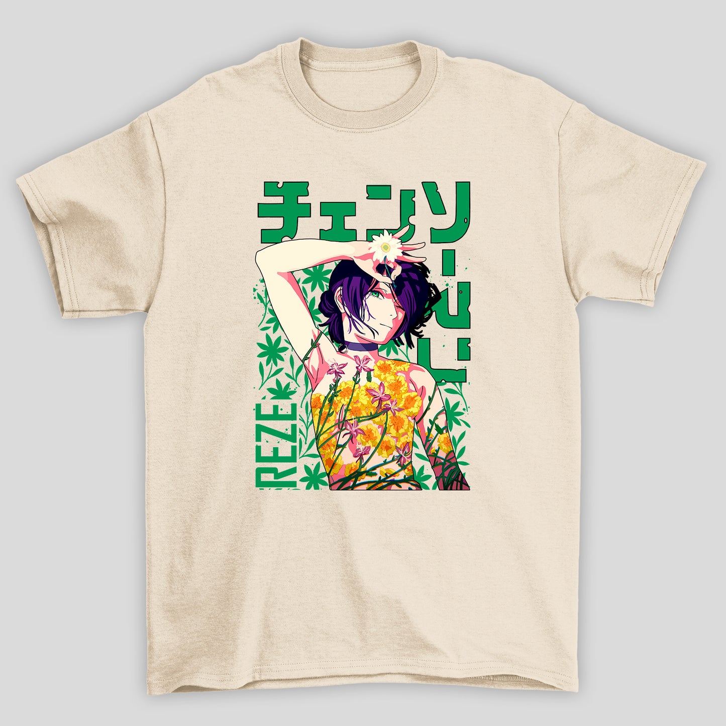 Camiseta Básica Unissex Chainsaw Man Reze Flowers
