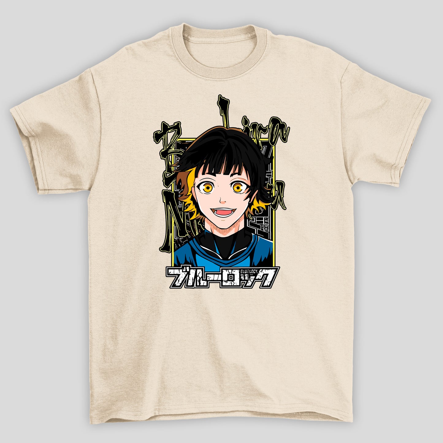 Camiseta Básica Unissex Blue Lock Meguru Bachira Rosto