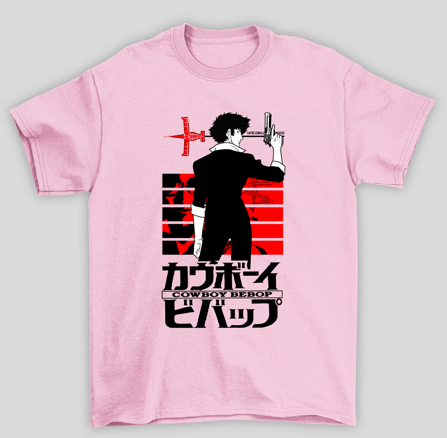 Camiseta Básica Unissex Cowboy Bebop Spike Spiegel- ROSA BEBE