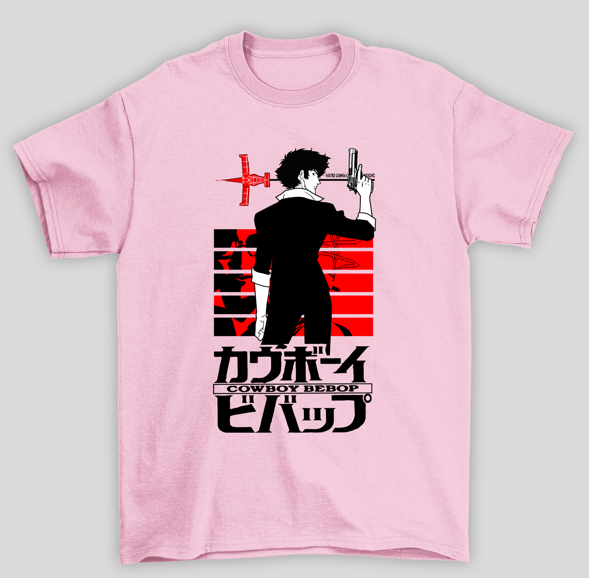 Camiseta Básica Unissex Cowboy Bebop Spike Spiegel- ROSA BEBE