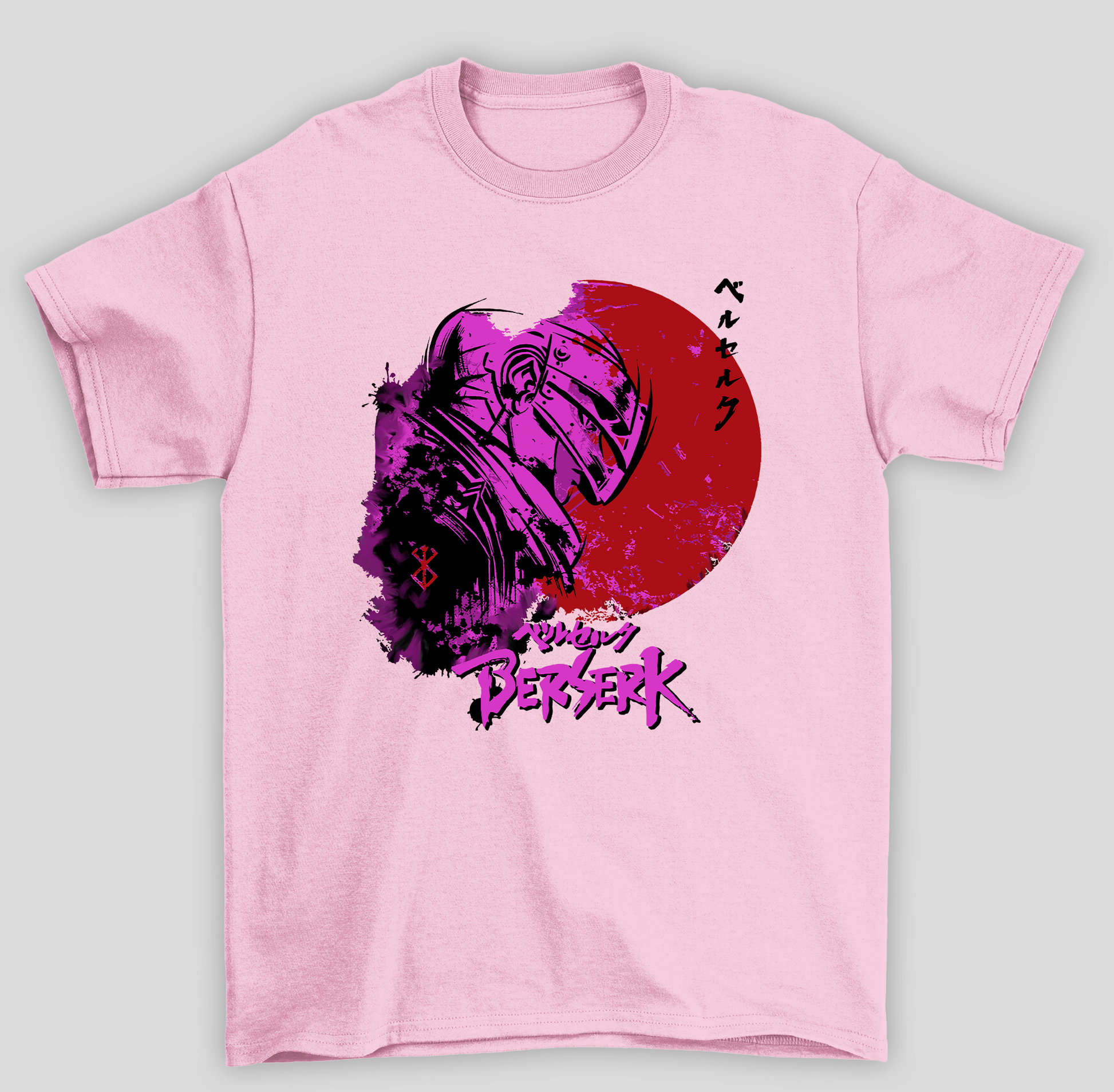 Camiseta Básica Unissex Berserk Anime Mangá- rosa bebe