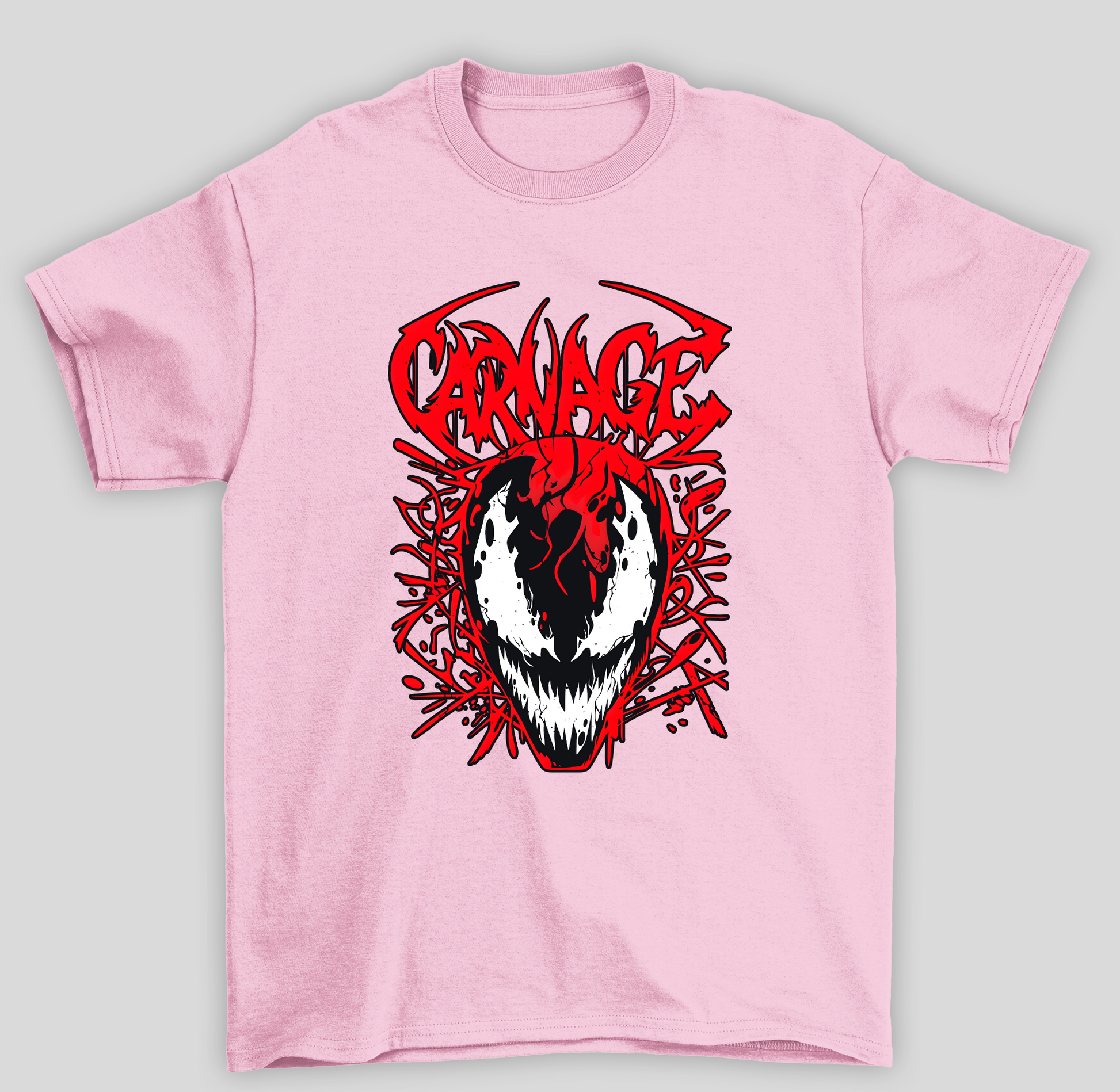 Camiseta Básica Unissex Venom Carnage- rosa bebe