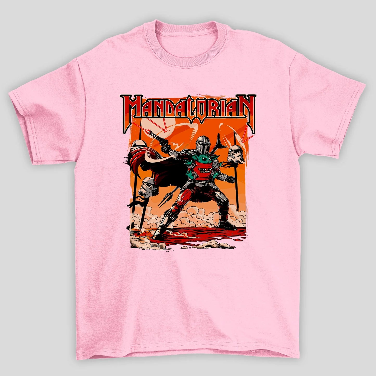 Camiseta Básica Unissex Mandalorian Atirando No Deserto