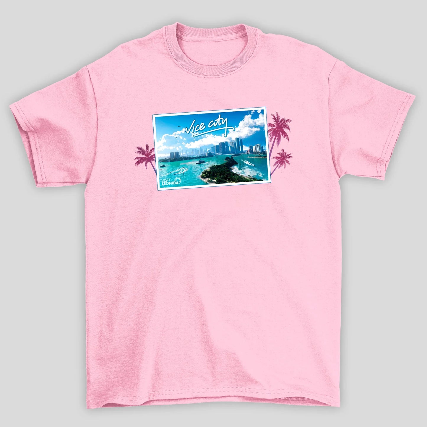 Camiseta Básica Unissex GTA Cartão Postal Vice City