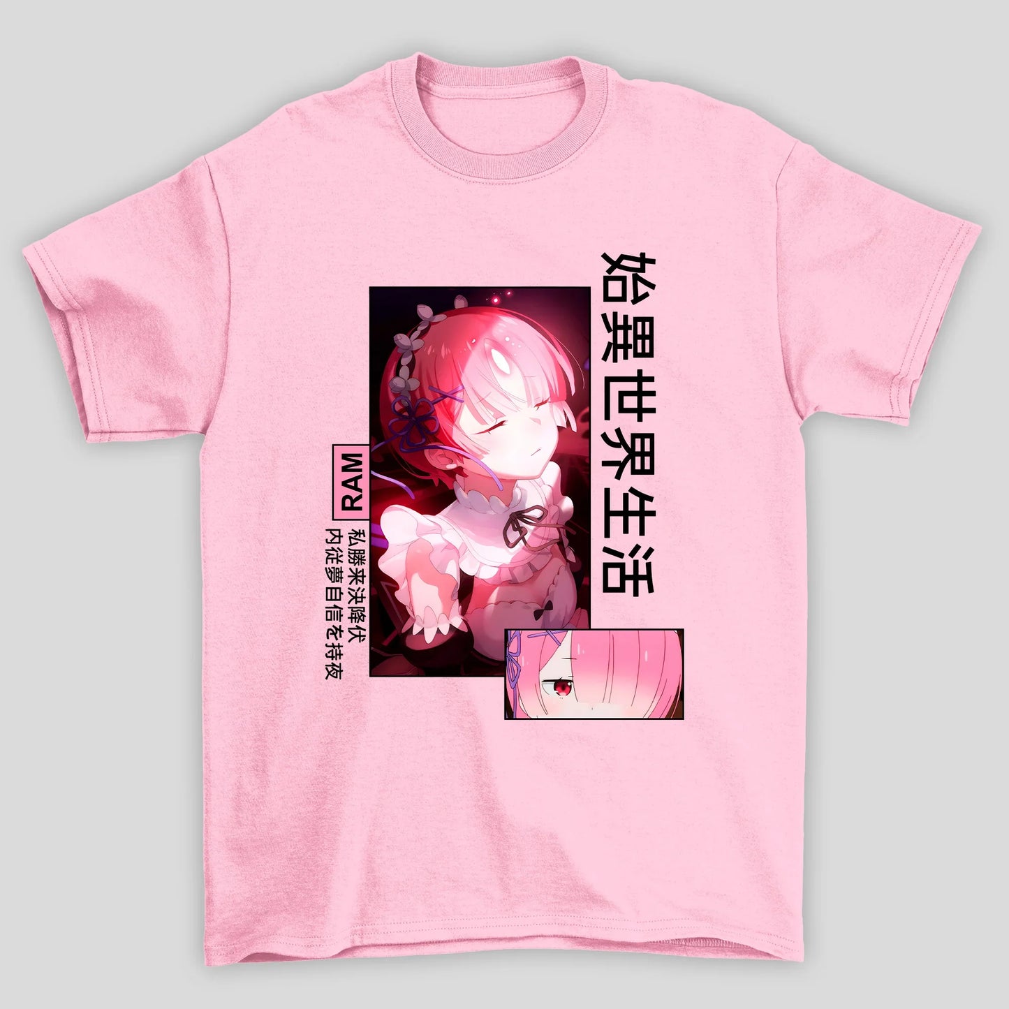 Camiseta Básica Unissex Kanji Ram Luz Re Zero