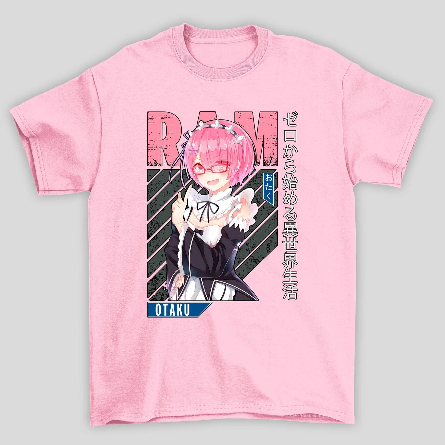 Camiseta Básica Unissex Ram Oculos Kanji Otaku Re Zero