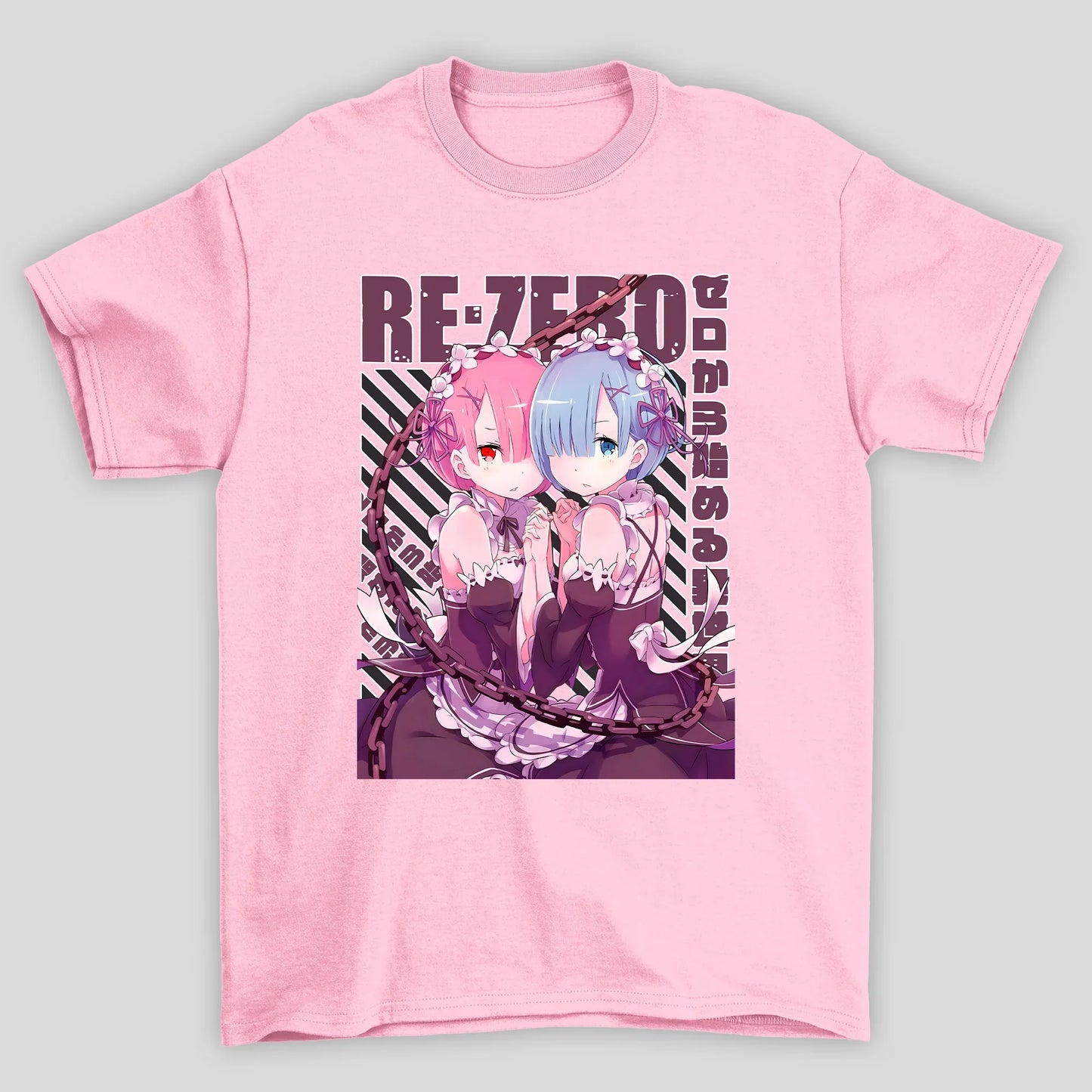 Camiseta Básica Unissex Rem E Ram Kanji Re Zero