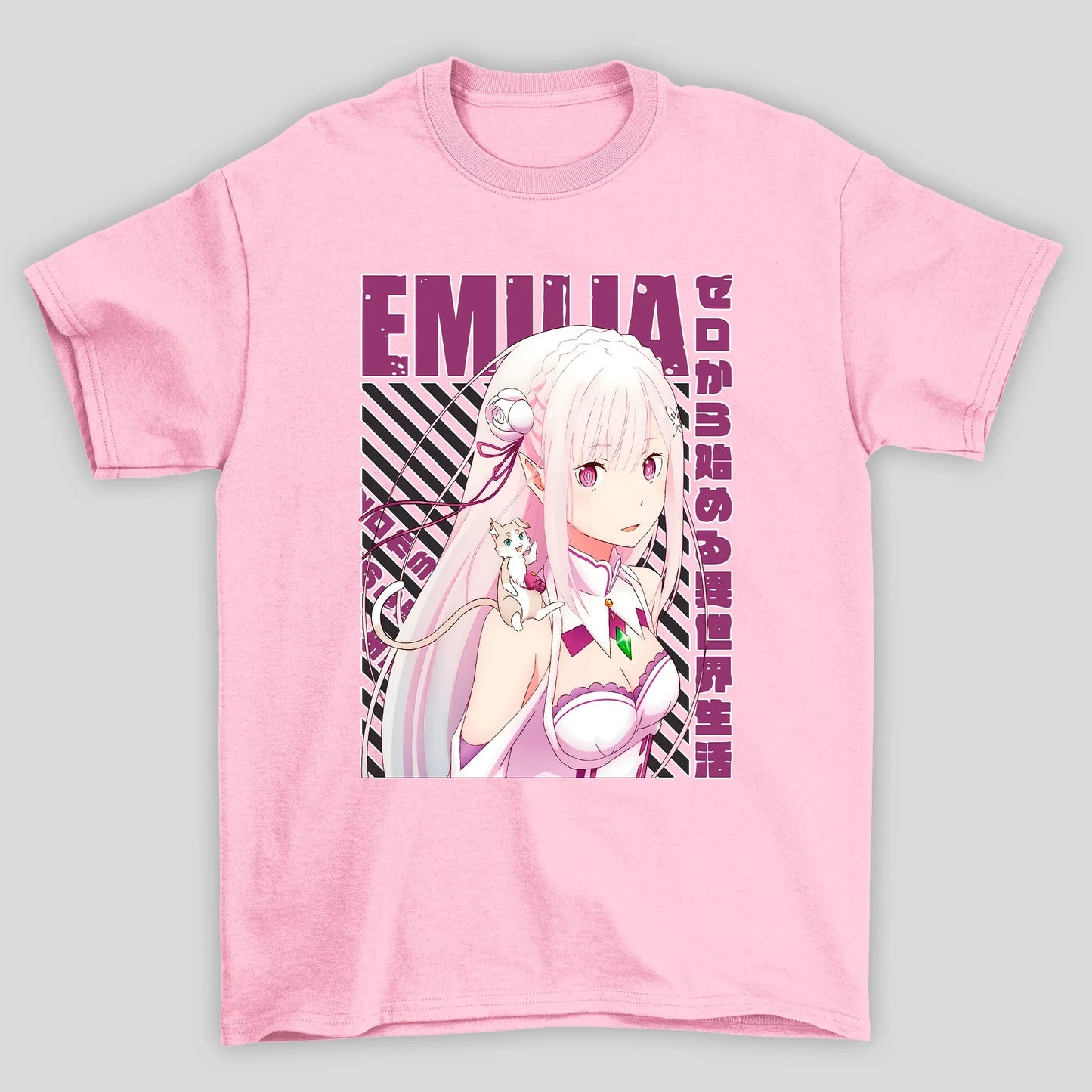 Camiseta Básica Unissex Emilia Kanji Re Zero