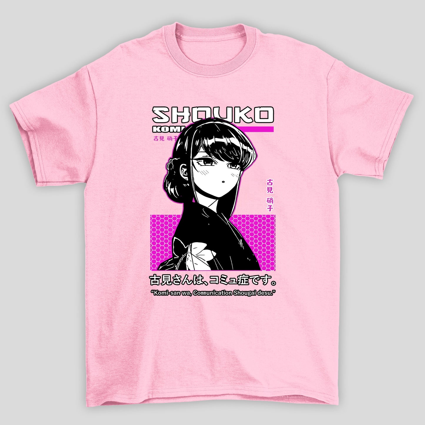 Camiseta Básica Unissex Shoukokanji Komi Cants Communicate