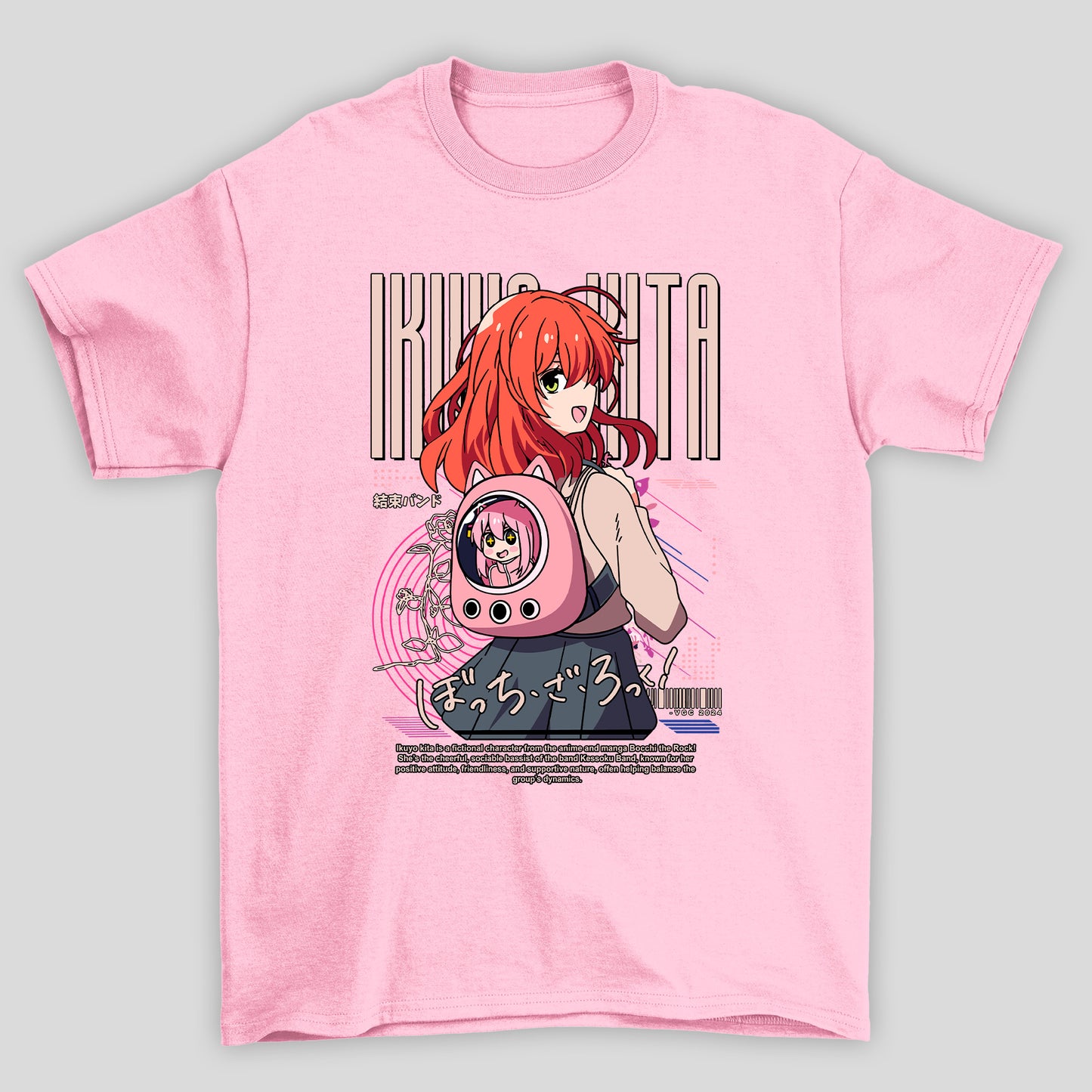 Camiseta Básica Unissex Kita Ikuyo Mochila Gato Bocchi The Rock