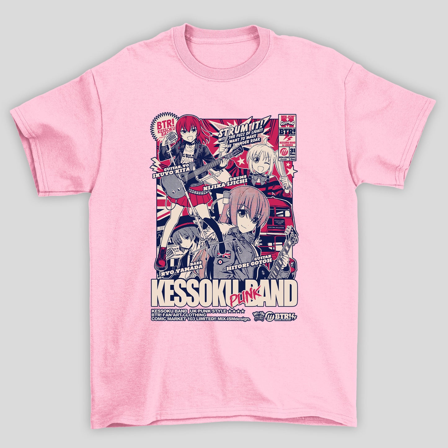 Camiseta Básica Unissex Kessoku Band Punk Poster Show Bocchi The Rock