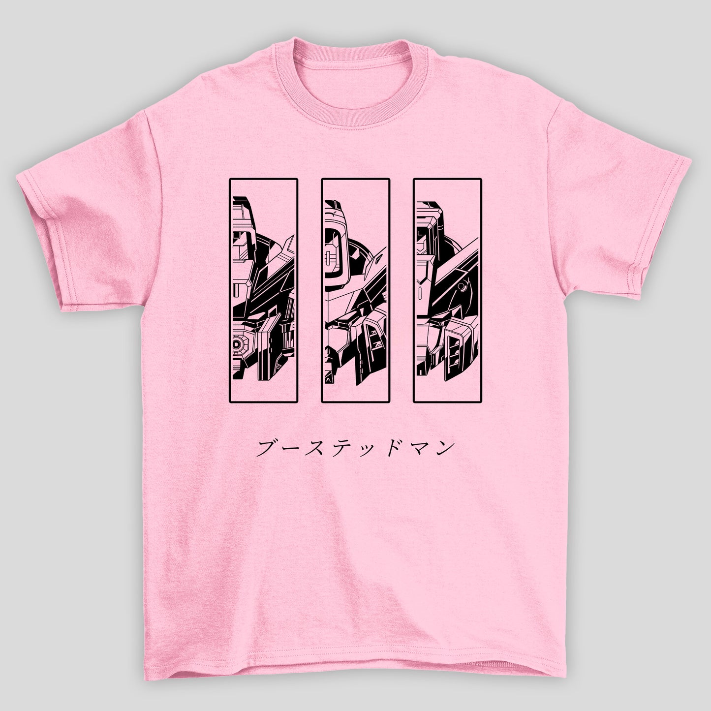 Camiseta Básica Unissex Gundam Capacetes Kanji
