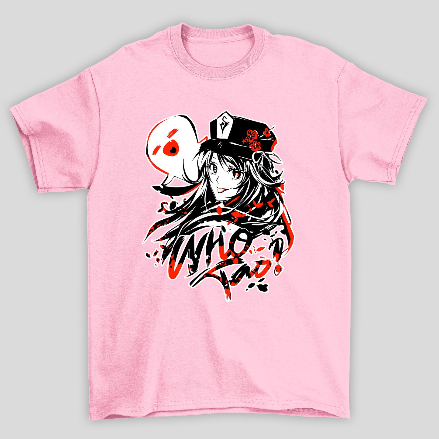 Camiseta Básica Unissex Hu Tao Who Fantasma Rosto Genshin