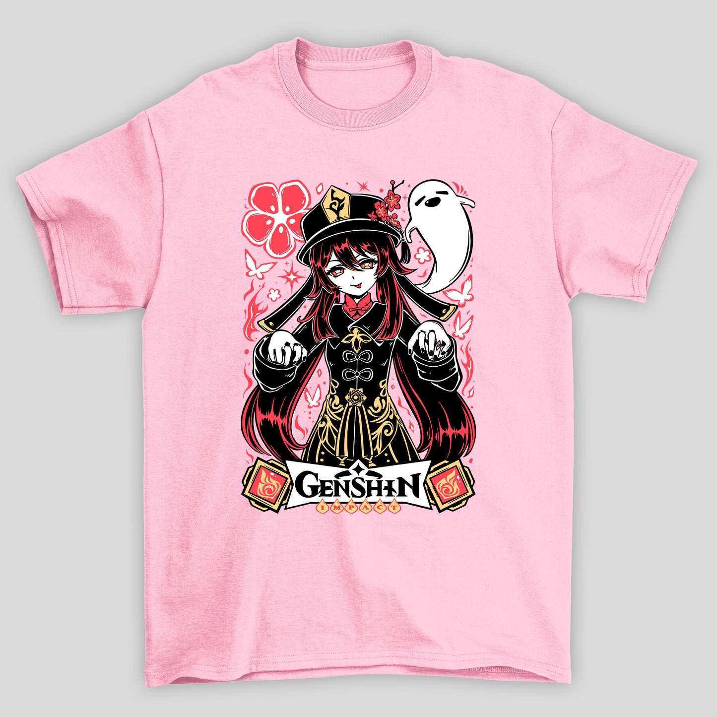 Camiseta Básica Unissex Hu Tao Fantasma Genshin