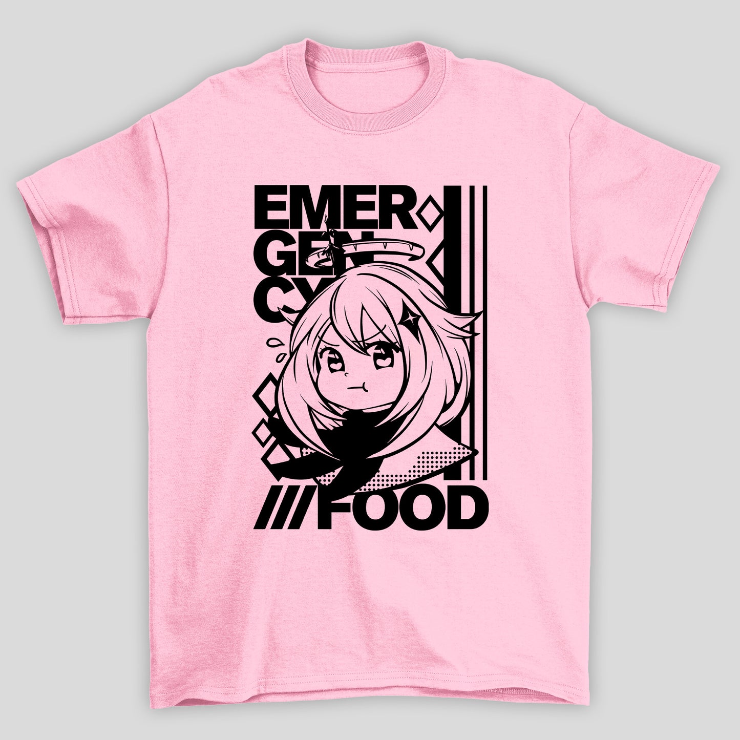 Camiseta Básica Unissex Paimon Emburrada Emergency Food Genshin