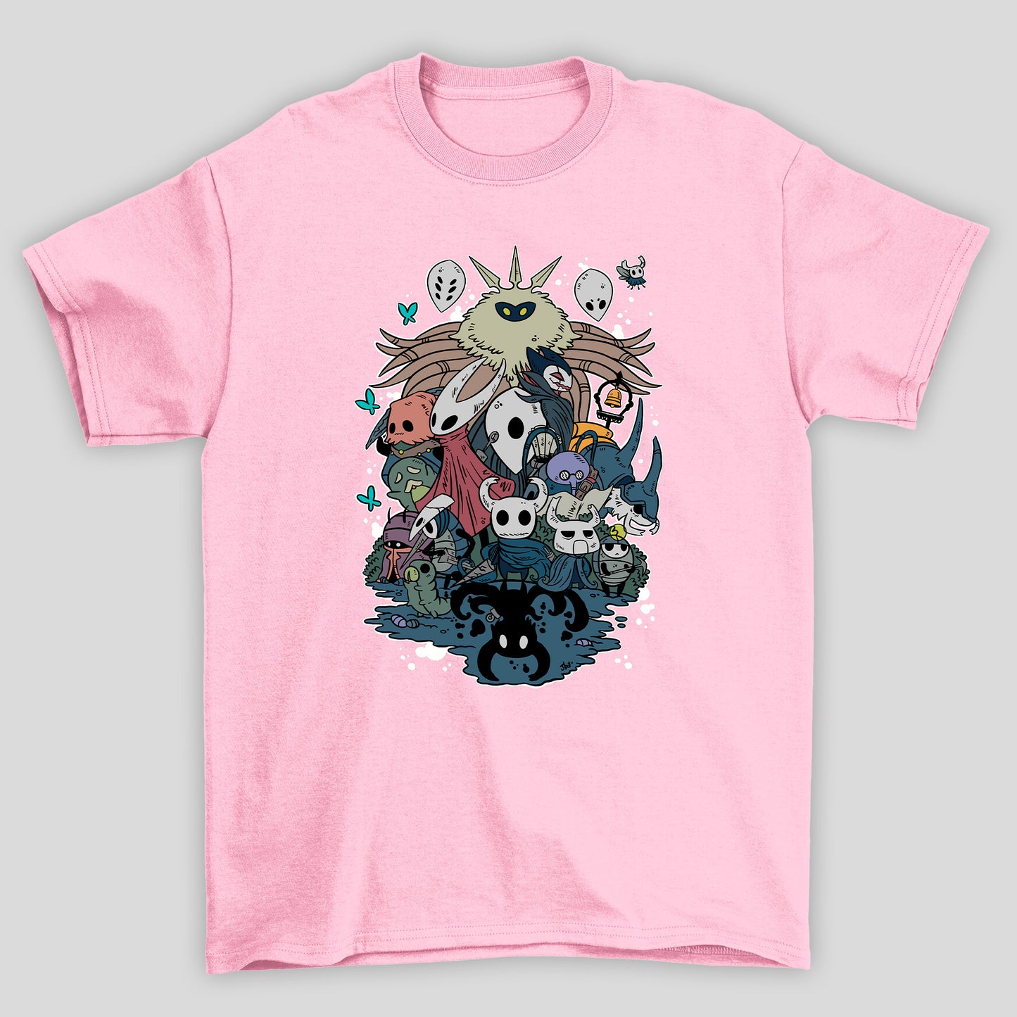 Camiseta Básica Unissex Hollow Knight Personagens Mascaras