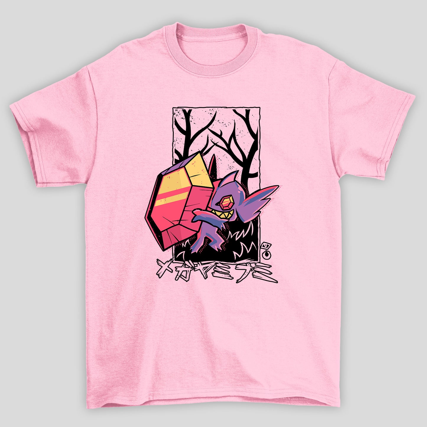 Camiseta Básica Unissex Mega Sableye Kanji Pokemon Halloween