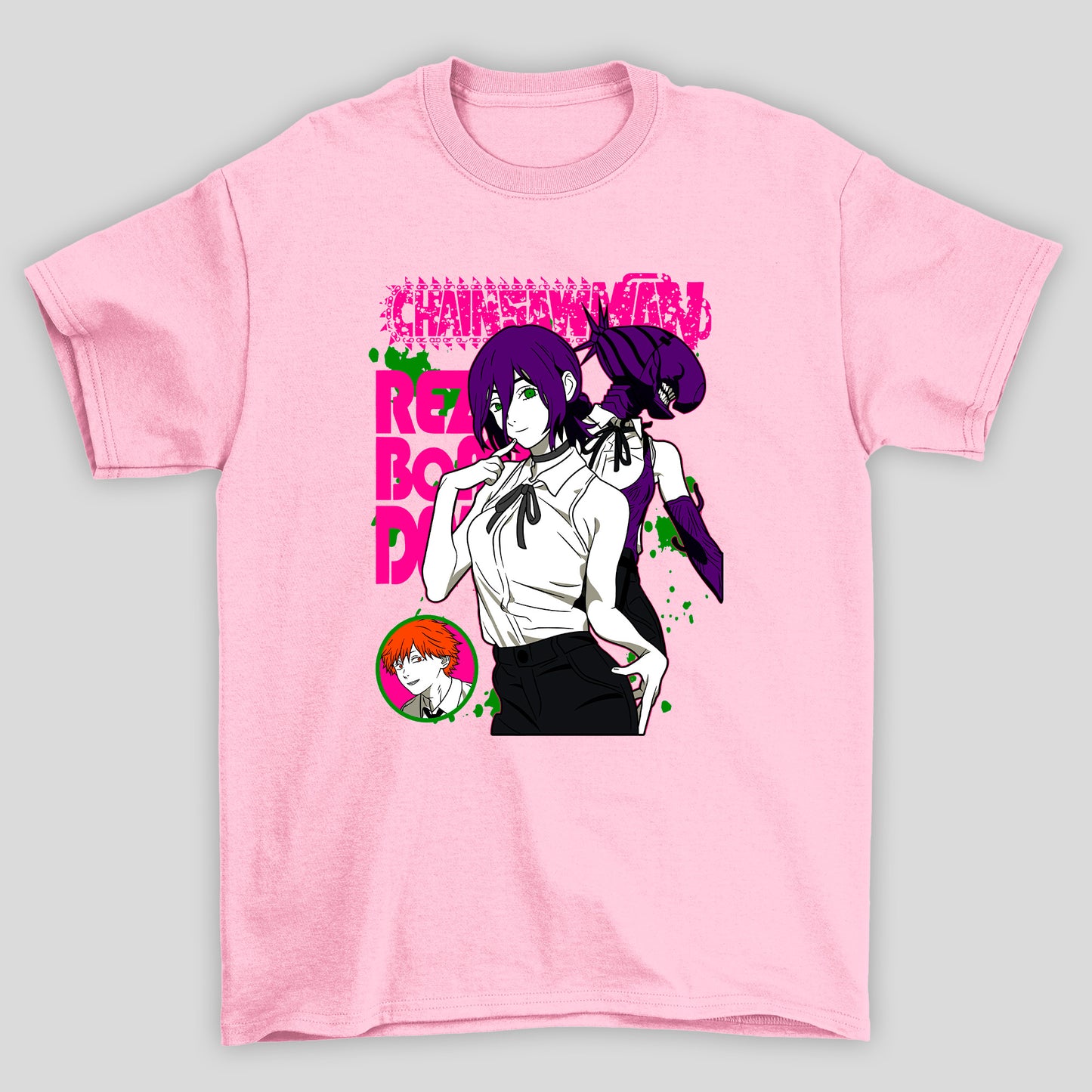 Camiseta Básica Unissex Chainsaw Man Reze Bomba Logo